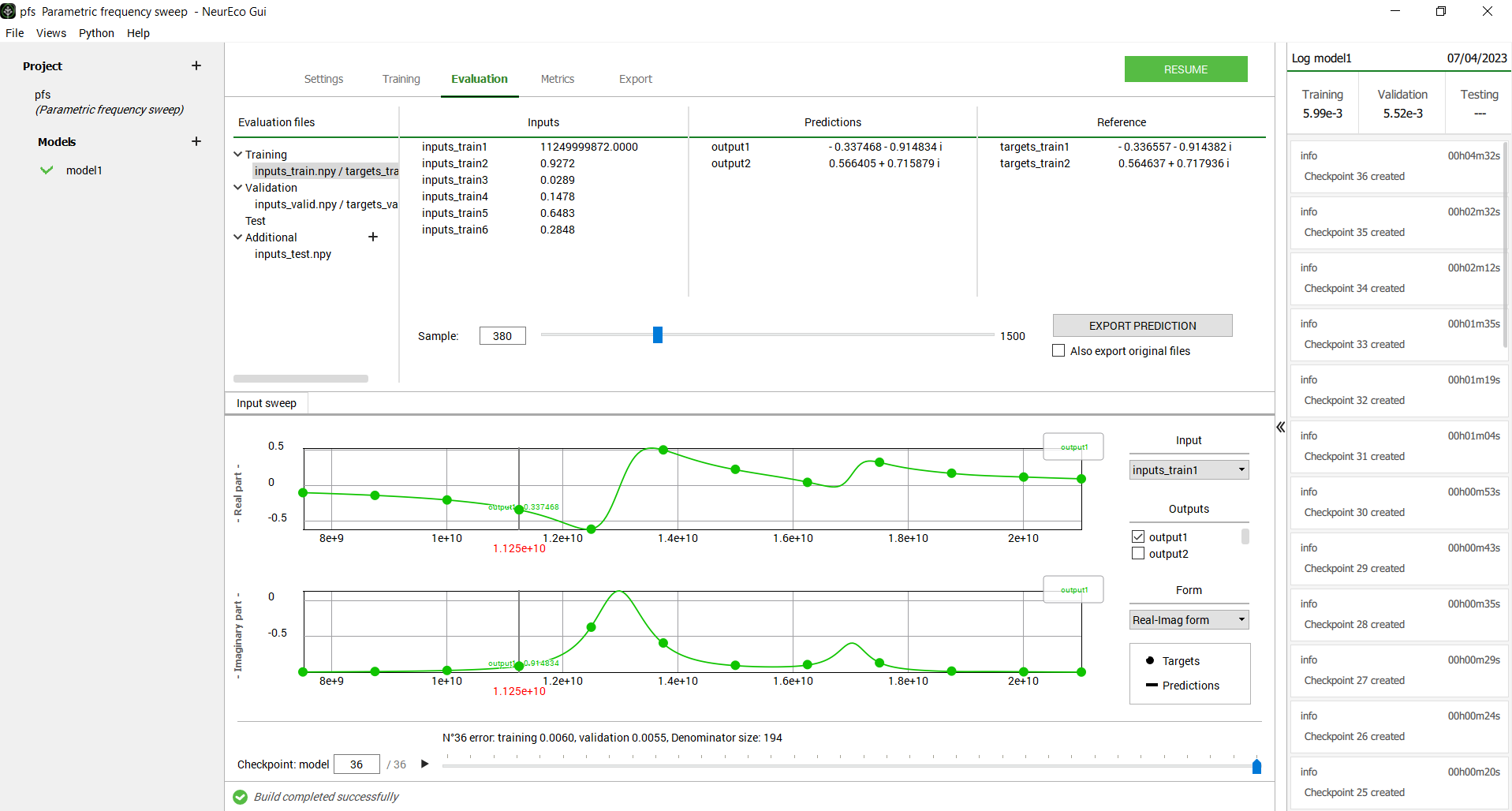 PFS network input sweep example